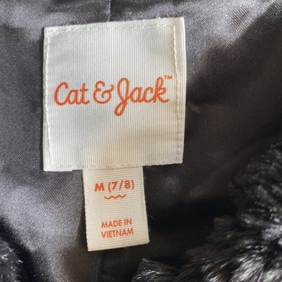 CAT & Jack Girls Black Faux Fur Sleeveless Shrug Clasp Closure Size Medium - Picture 2 of 5